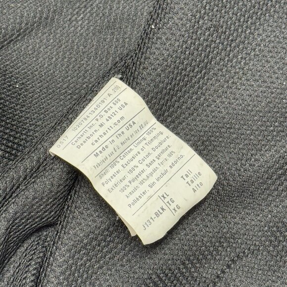 Vintage Carhartt J131 Jacket Mens XL Tall Black Full Zip Thermal Lined USA - Picture 10 of 12